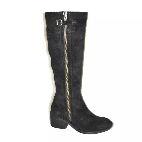 New! Born Poly Knee High Zipper Boot Black Suede Size 5.5 M F08603 DD441 - Picture 1 of 7